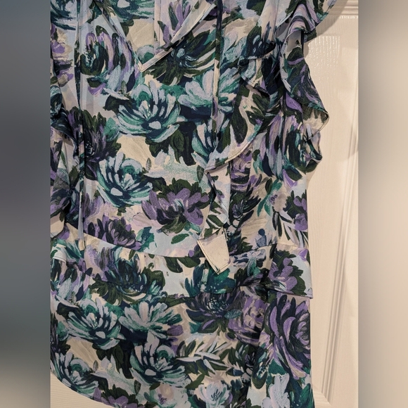 Ava & Viv Purple, Green & Blue Floral Peplum Blouse in Size 2X - Picture 7 of 10